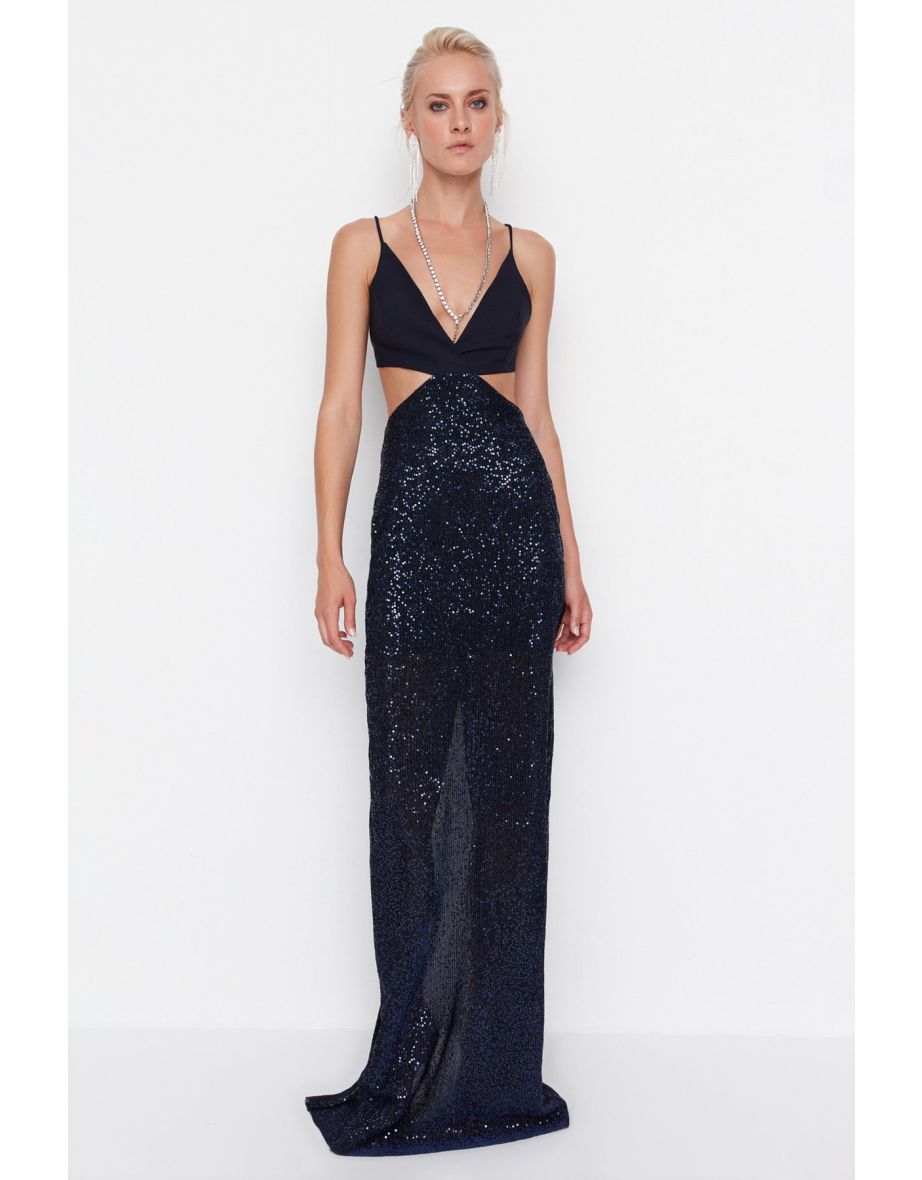 Evening & Prom Dress - Navy blue - Off-shoulder
