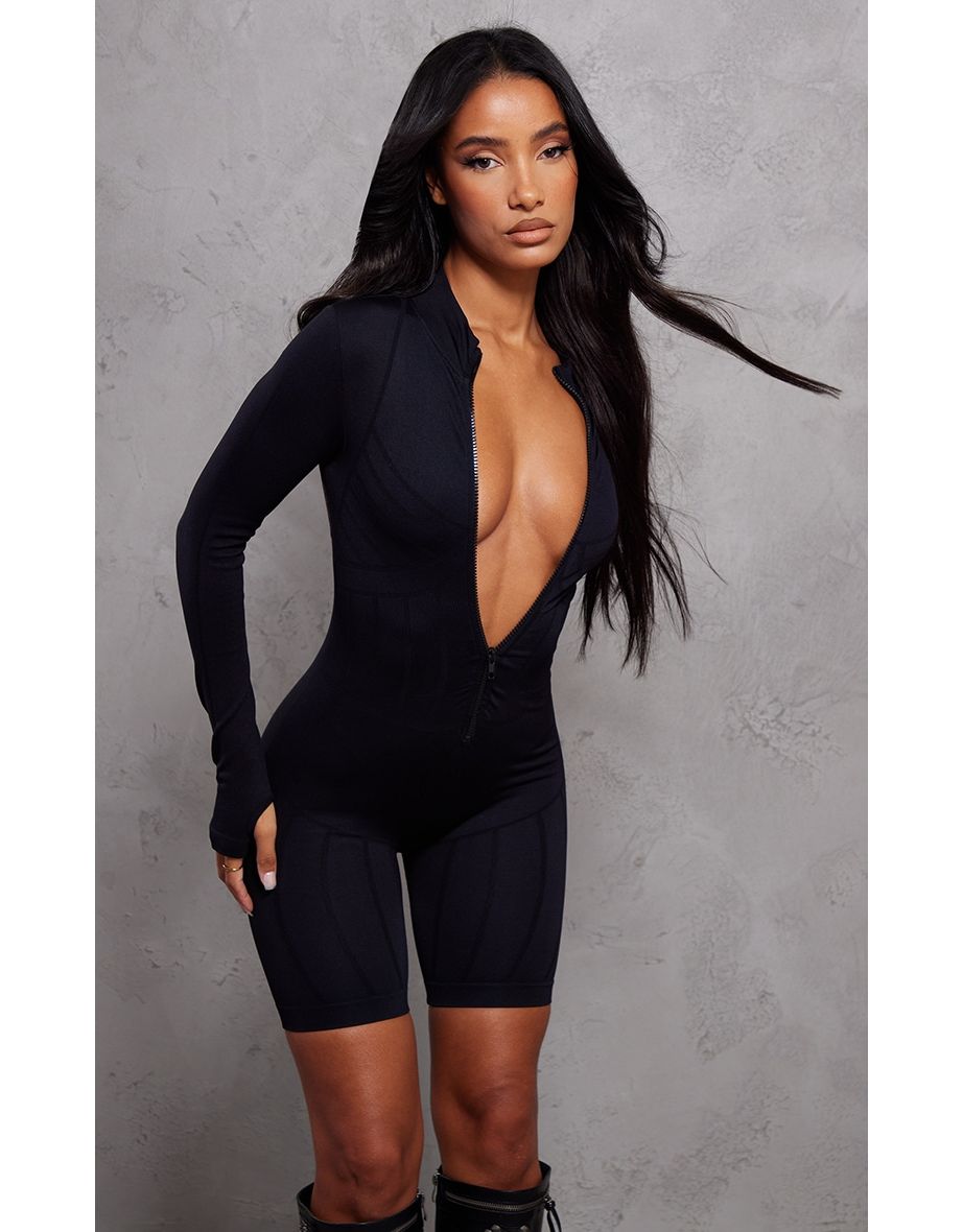 Seamless Unitard Playsuit Black