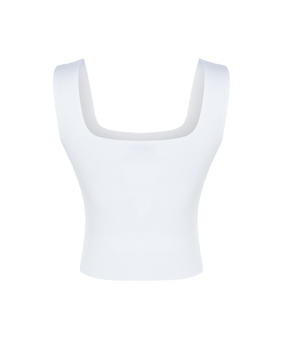Ecru Thick Straps Sleeveless Tank Top - 6