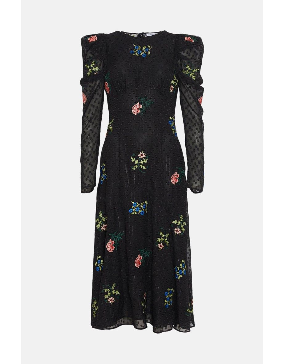 WH x William Morris Society Embroidered Open Back Dress - 3