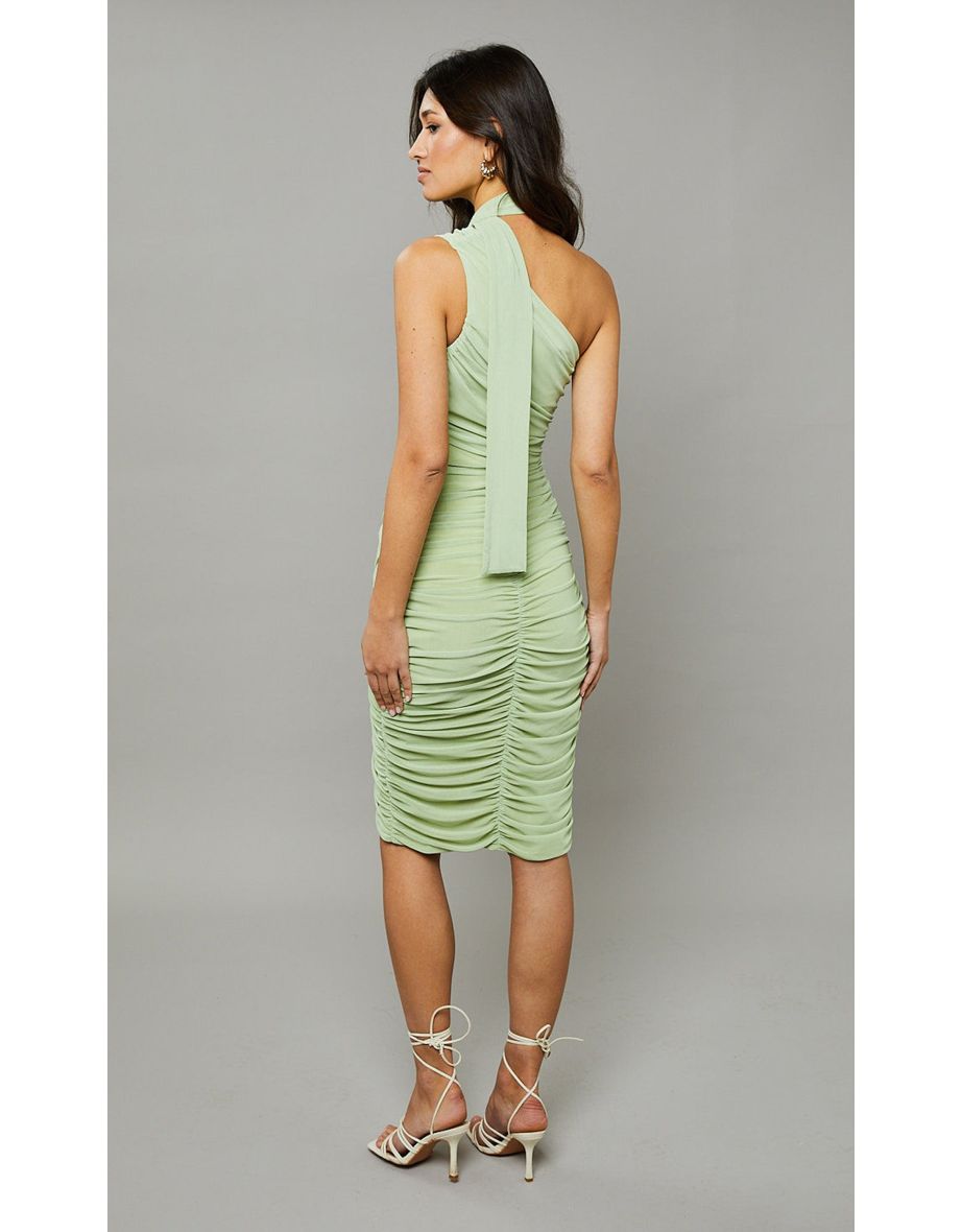 Green Ruched Cut-Out Midi Dress - 2