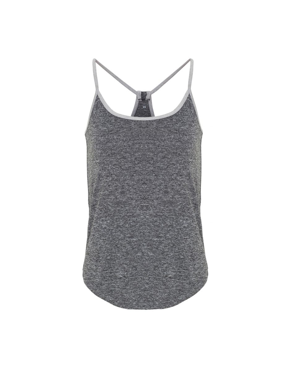 TriDri Womens/Ladies Yoga Vest - Black Melange/Silver Melange