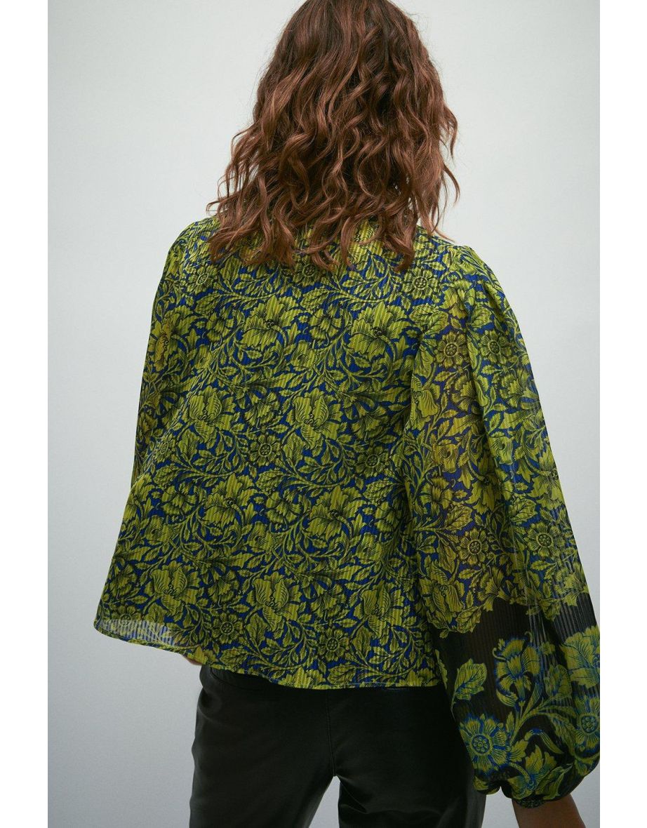 WH x William Morris Society Border Print Chiffon Blouse - 2