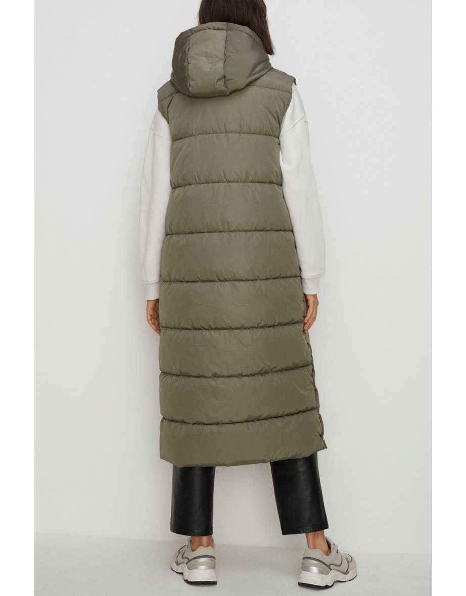 Zip Through Longline Puffer Gilet - 2