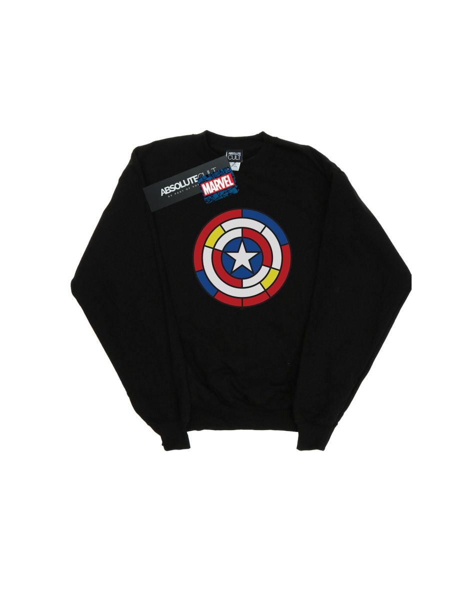 Marvel Boys Captain America Stained Glass Shield Sweatshirt - Black - 1