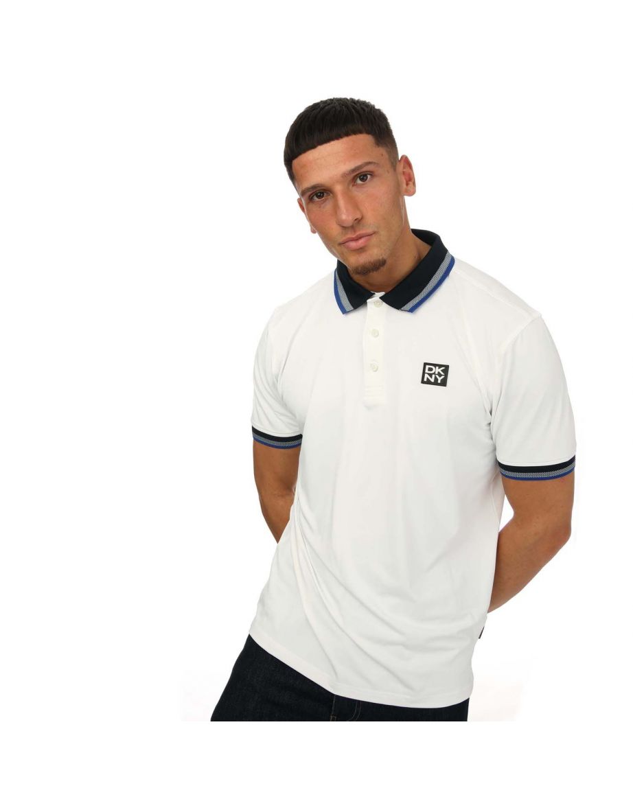 Men's DKNY Performance Stretch Polo Shirt in White - 6