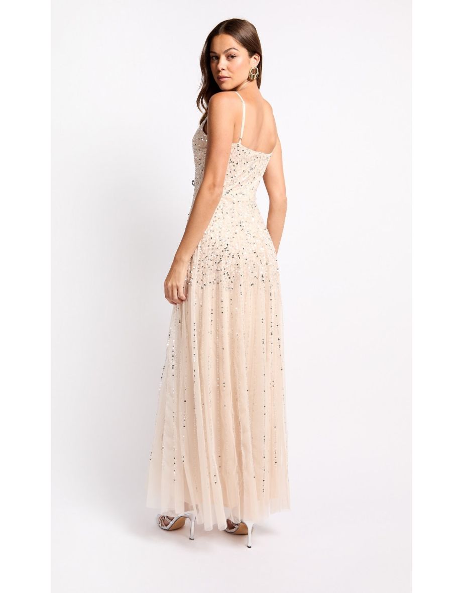 Cream Embellished Maxi Dress - 3