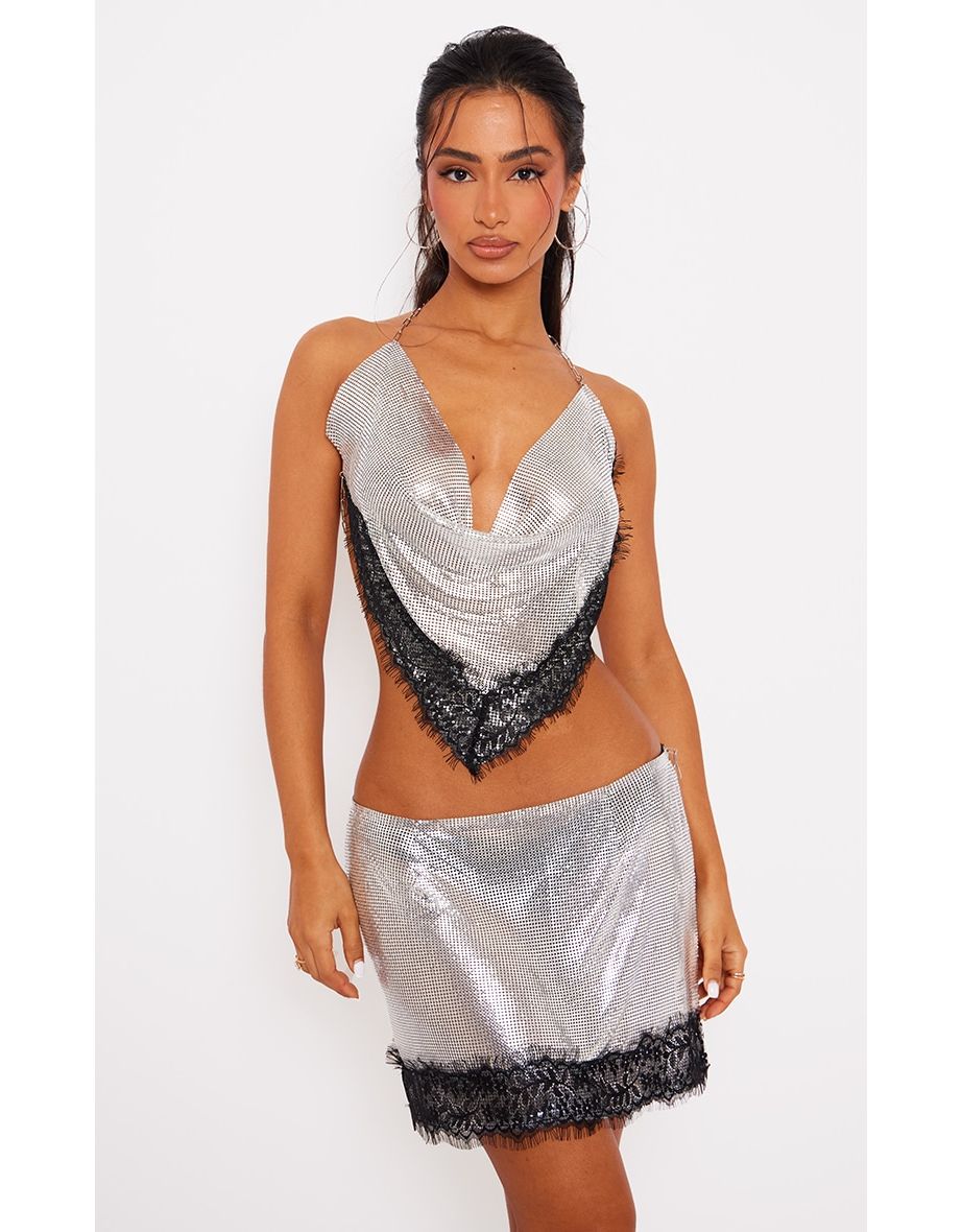 Silver chainmail crop top online