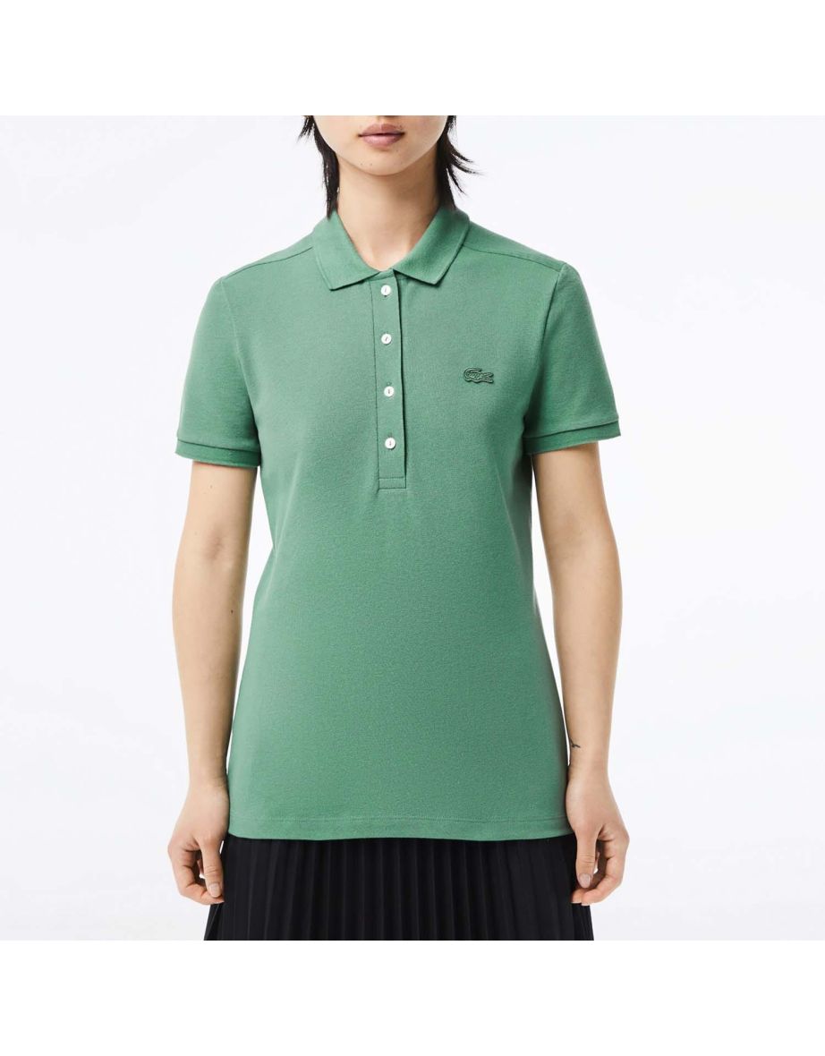 Women's slim fit stretch mini piqué polo shirt 2025