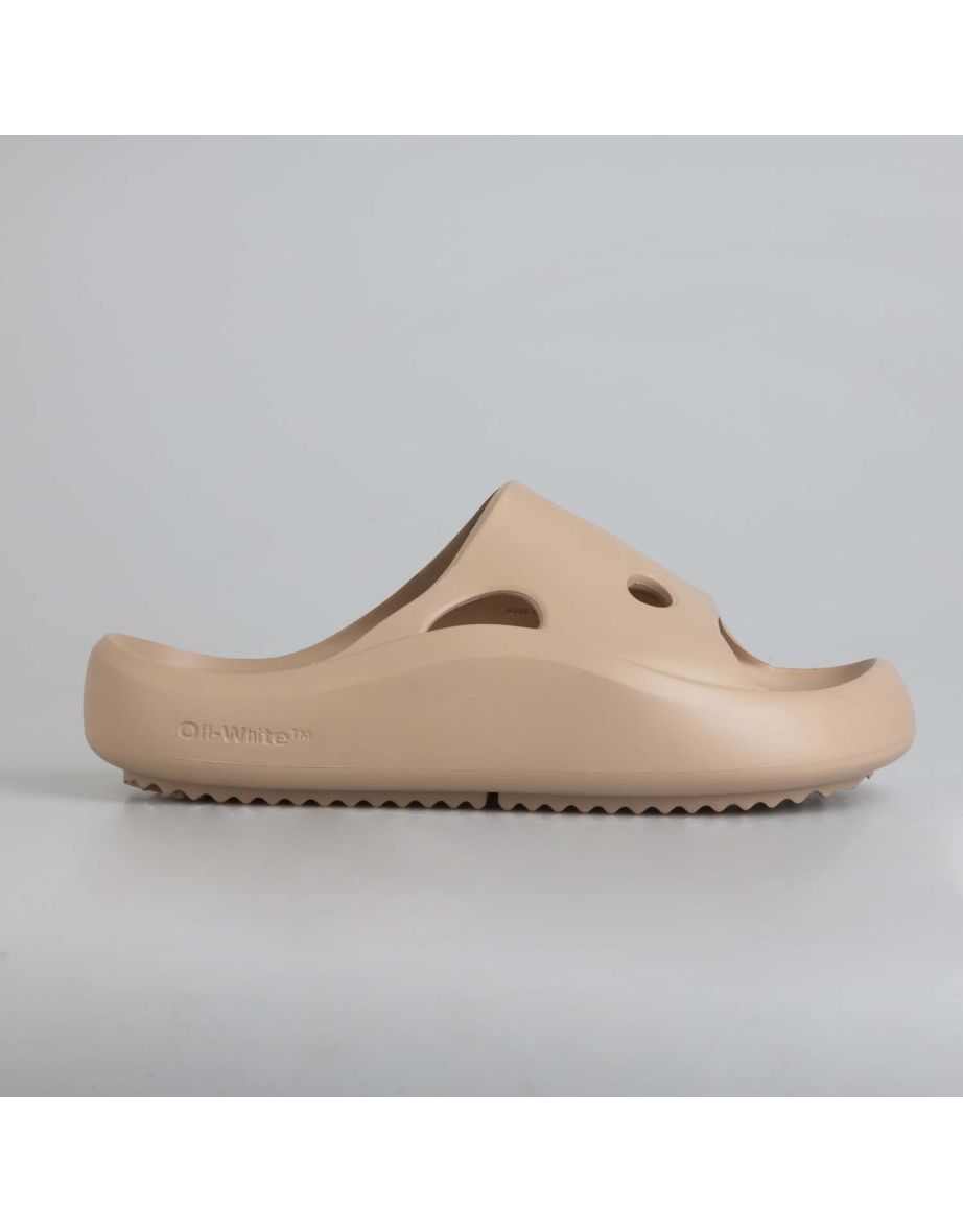 Women's Off White Meteor Rubber Sliders in Brown