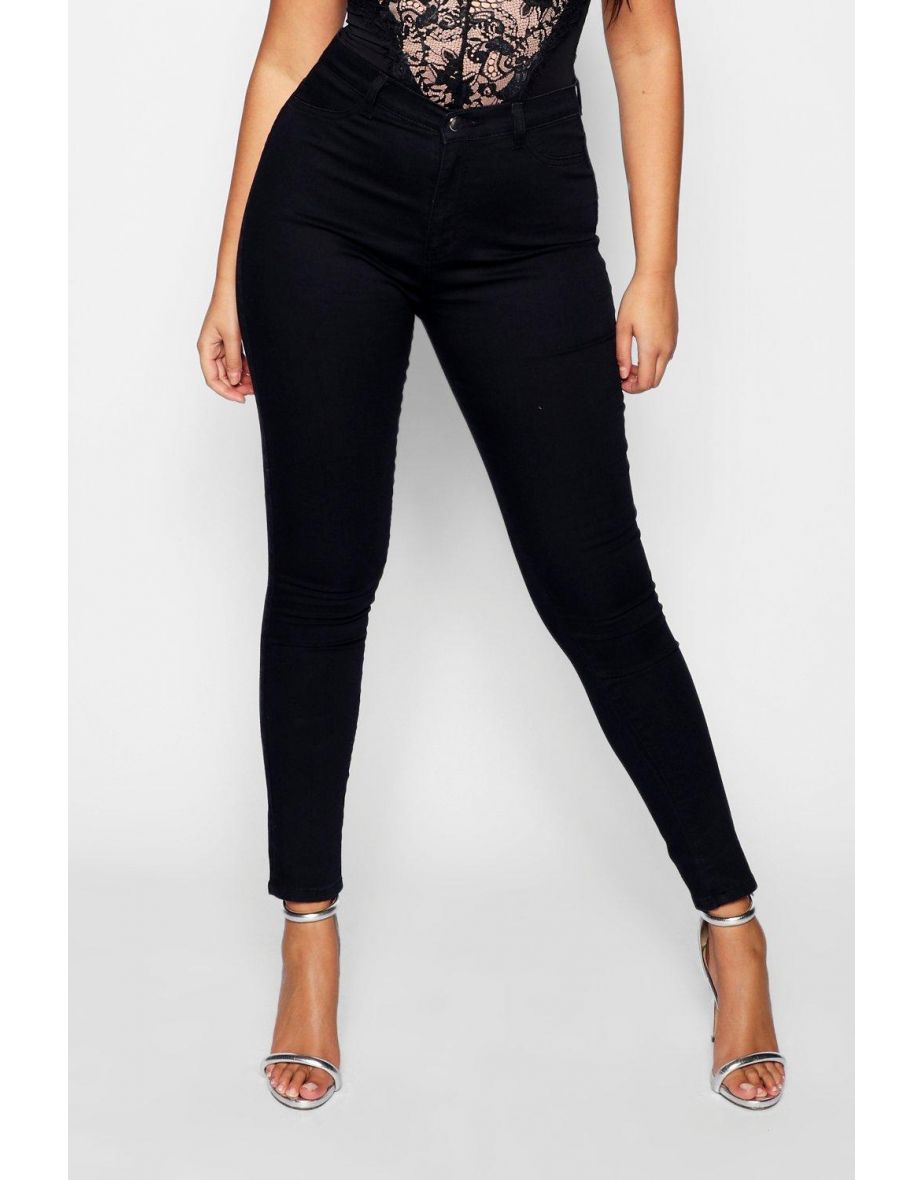 Plus Super High Waisted Power Stretch Skinny Jeans - black - 3