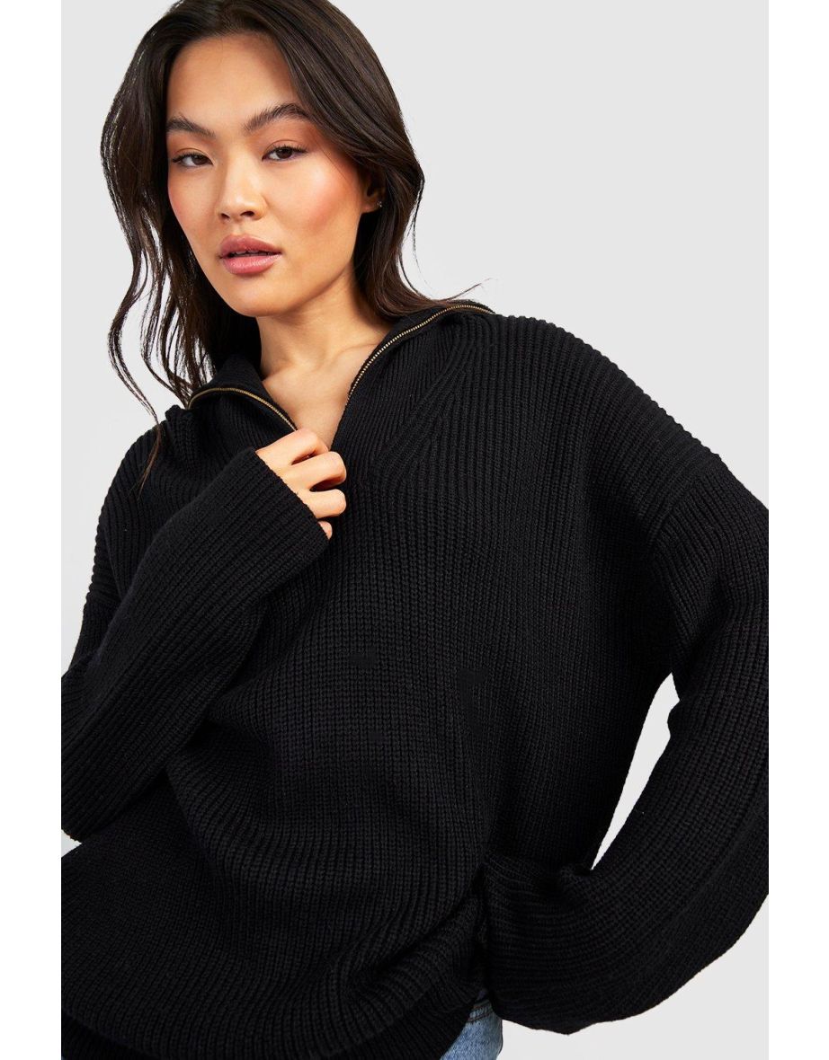 Half Zip Collar Jumper - black - 3