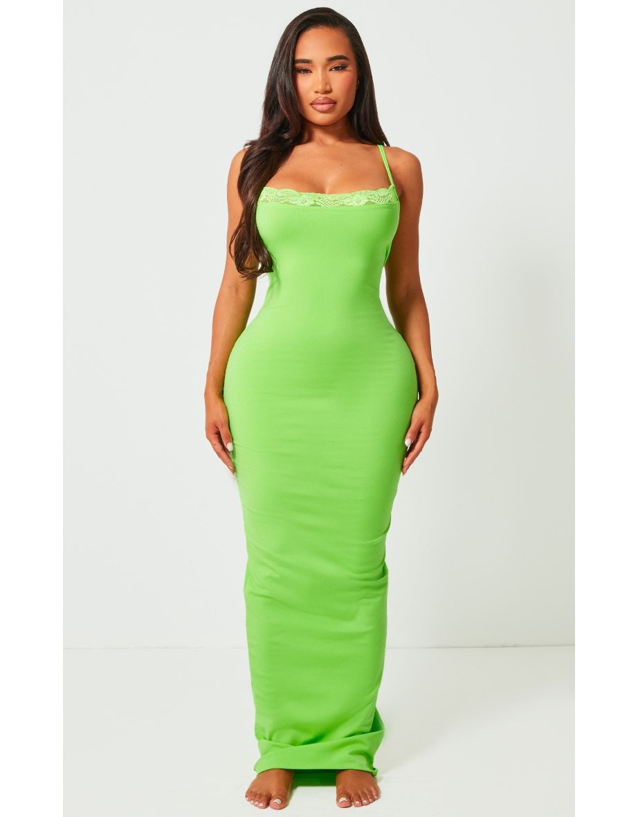 Shape Lime Lace Detail Matte Sculpt Maxi Dress