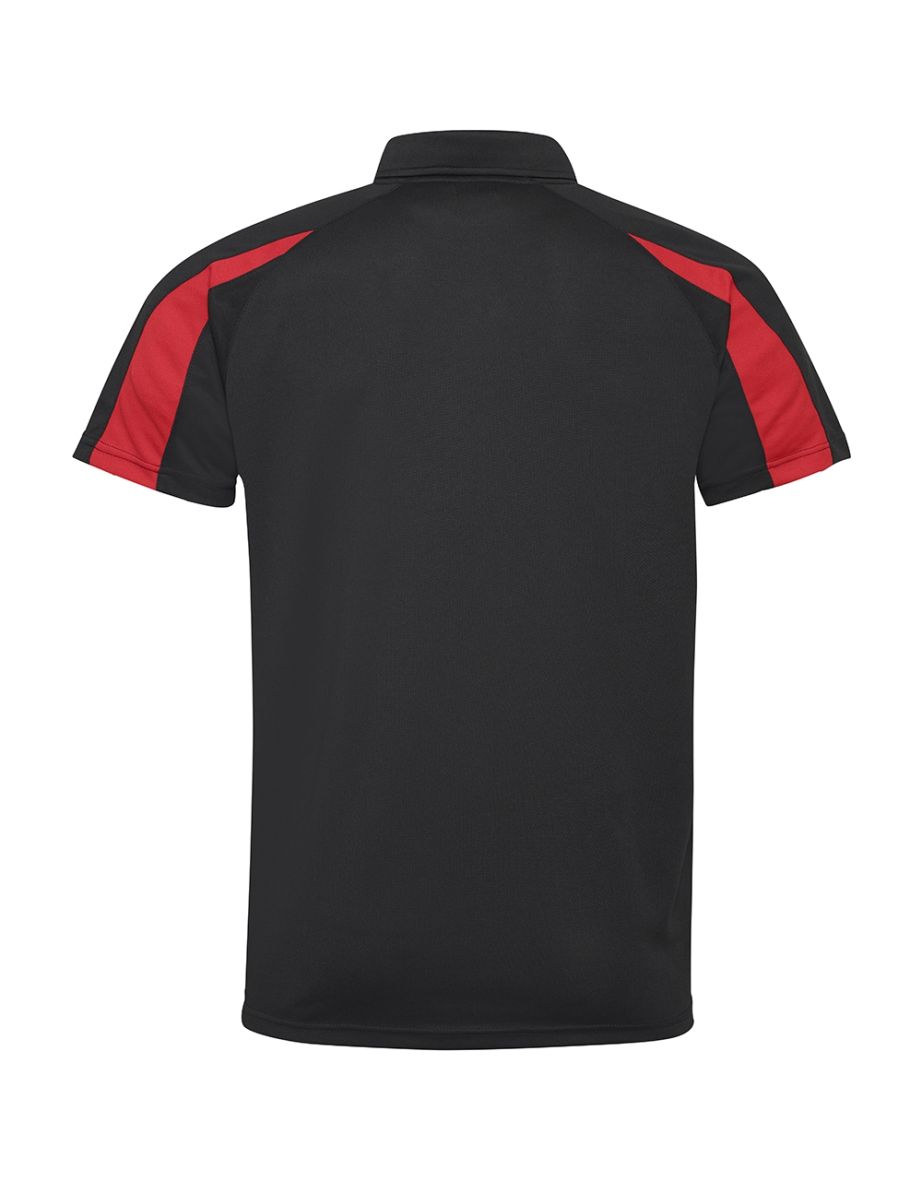 AWDis Just Cool Mens Short Sleeve Contrast Panel Polo Shirt - Jet Black/Fire Red - 1