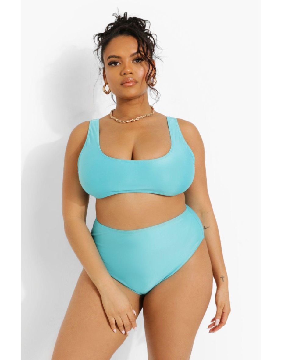 Shop Plus Mix Match High Waisted Bikini Brief aqua Online in Oman VogaCloset
