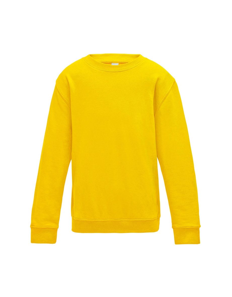 Shop AWDis Just Hoods Childrens Kids Plain Crew Neck Sweatshirt Sun Yellow Online in Bahrain VogaCloset