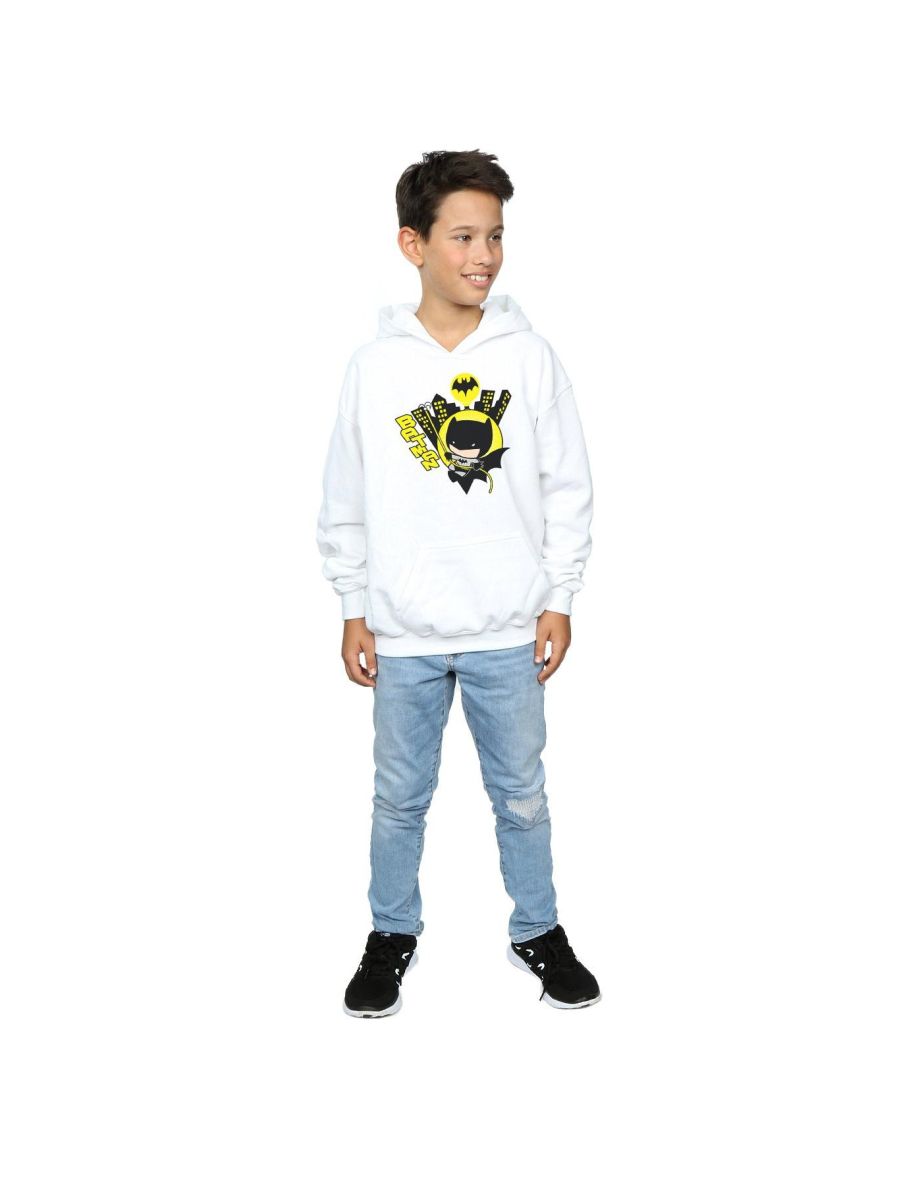 DC Comics Boys Chibi Batman Swinging Hoodie - White