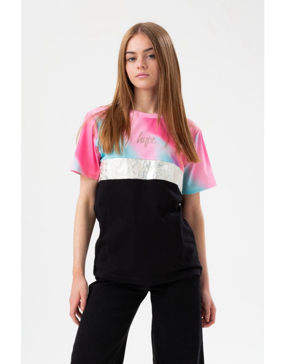 Shop HYPE GIRLS BLACK PASTEL WAVE PANEL SCRIPT T SHIRT Online in Bahrain VogaCloset