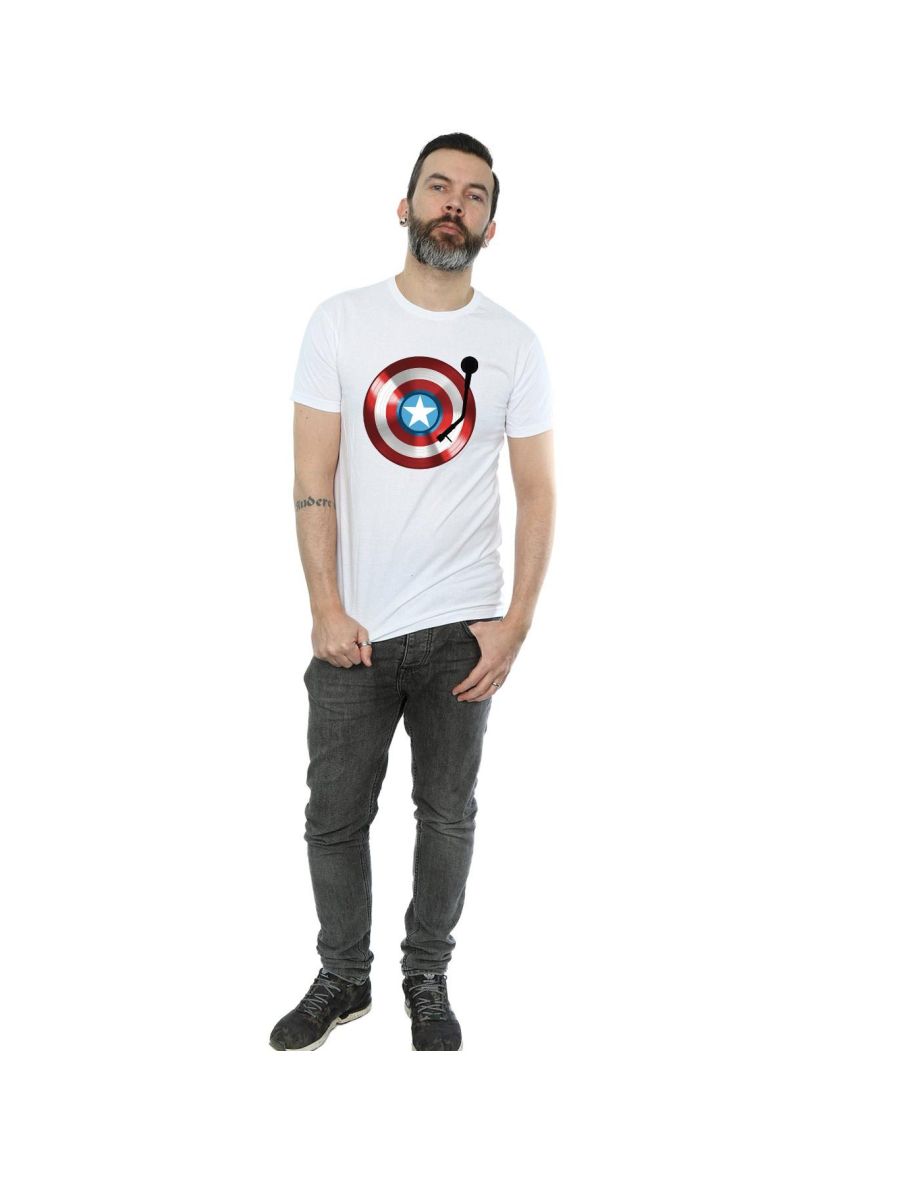 Marvel Mens Captain America Turntable T-Shirt - White