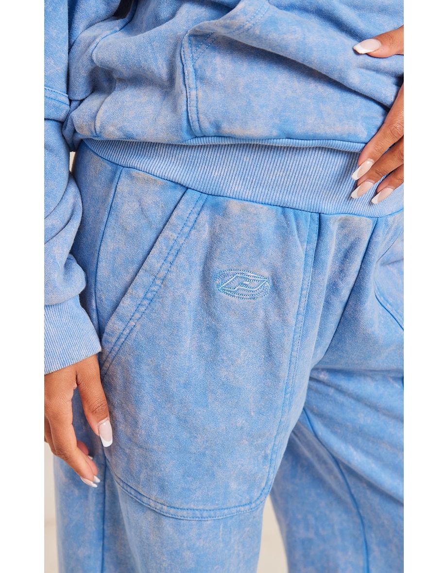 Maternity Acid Blue Wash Oversized Seam Detail Joggers - 3