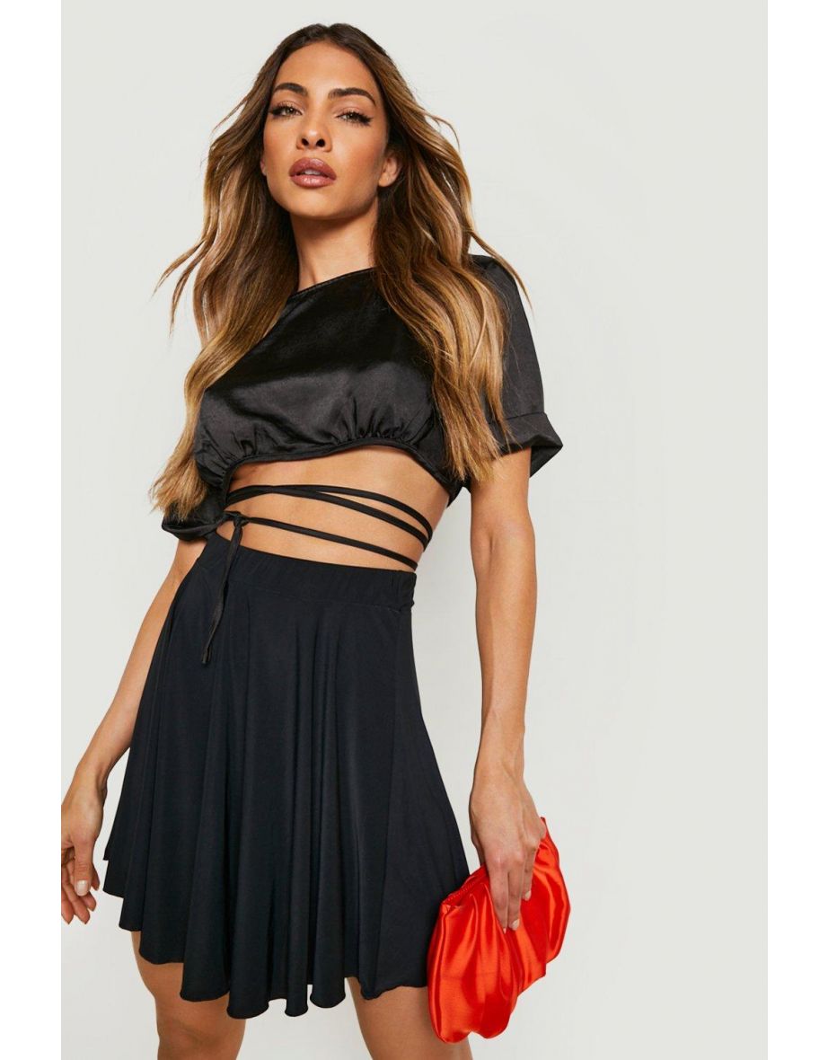 Recycled Basics Slinky Fit & Flare Skirt - black