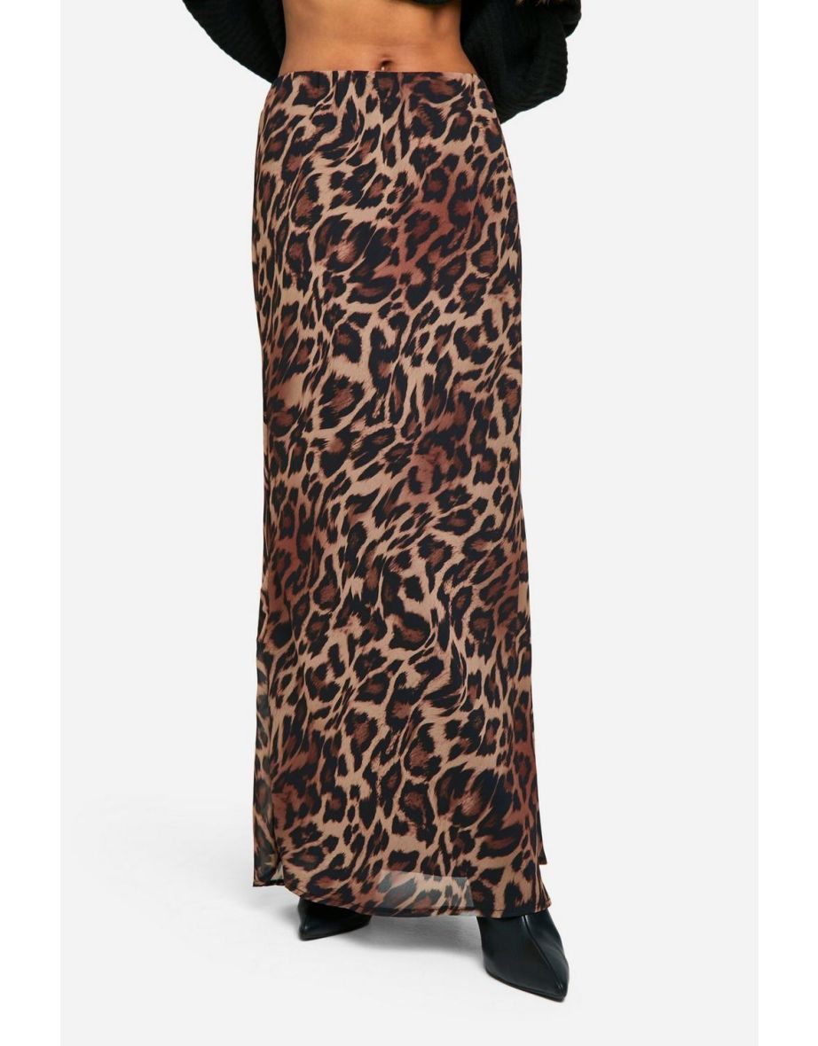 Leopard Chiffon Maxi Skirt - 3