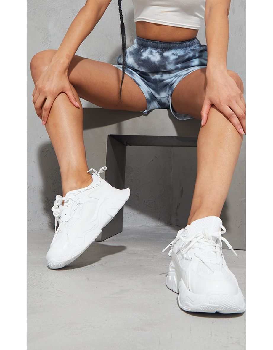 White Hiker Lace Up Double Sole Chunky Trainers