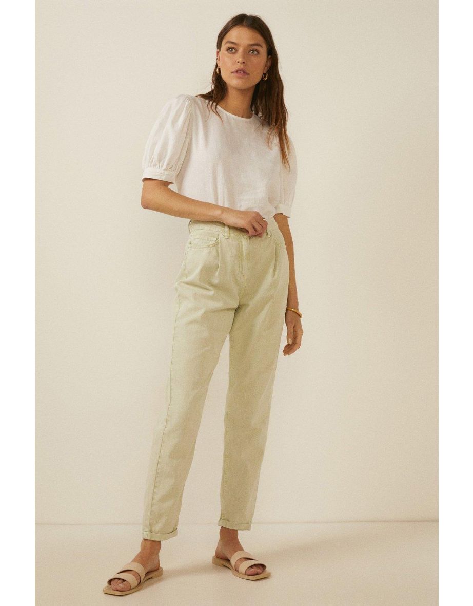 Oasis Beige Mom Jean