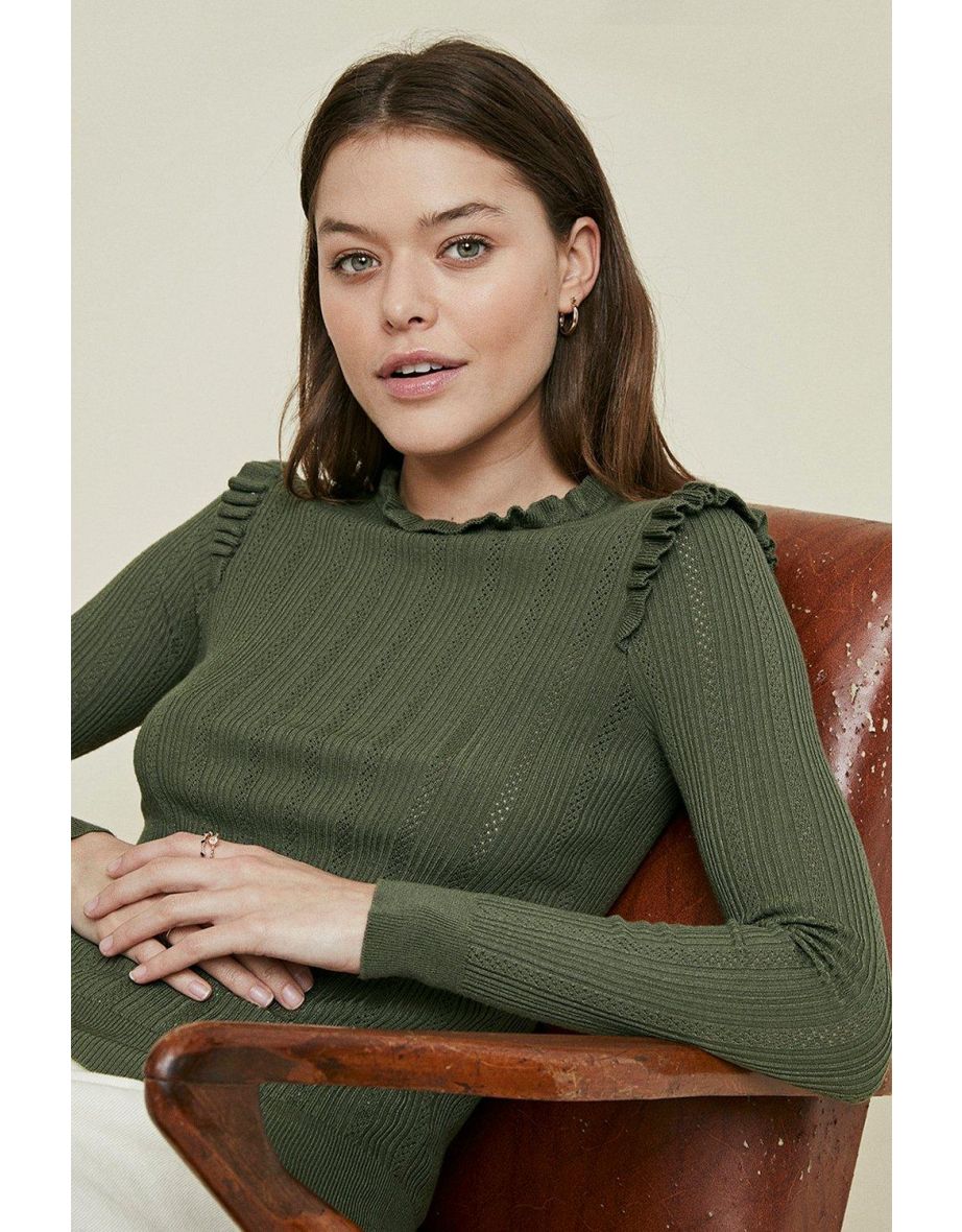 Oasis frill shoulder jumper shop