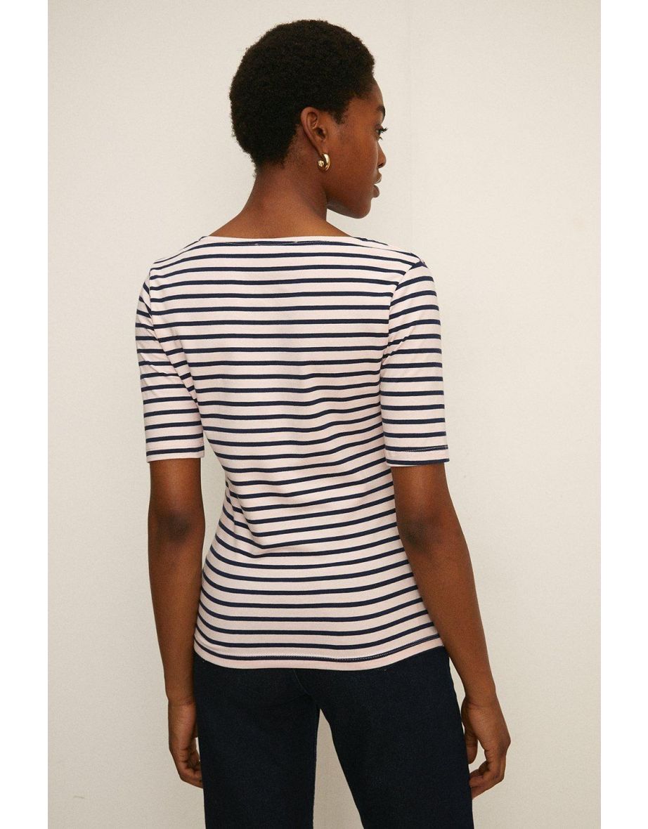Organic Cotton Stripe Scoop Neck T Shirt - 2