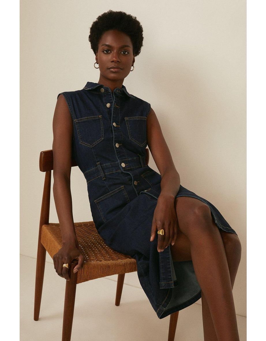 Oasis denim midi dress shop