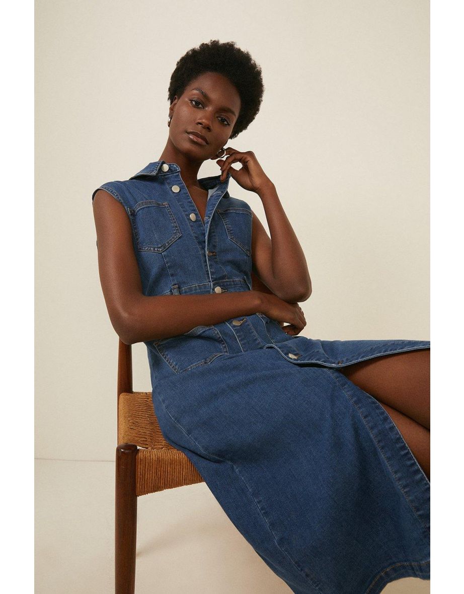 Oasis denim midi dress clearance