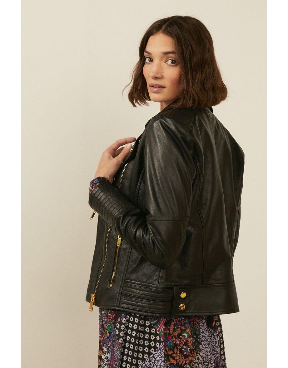 Leather Detail Biker Jacket - 2