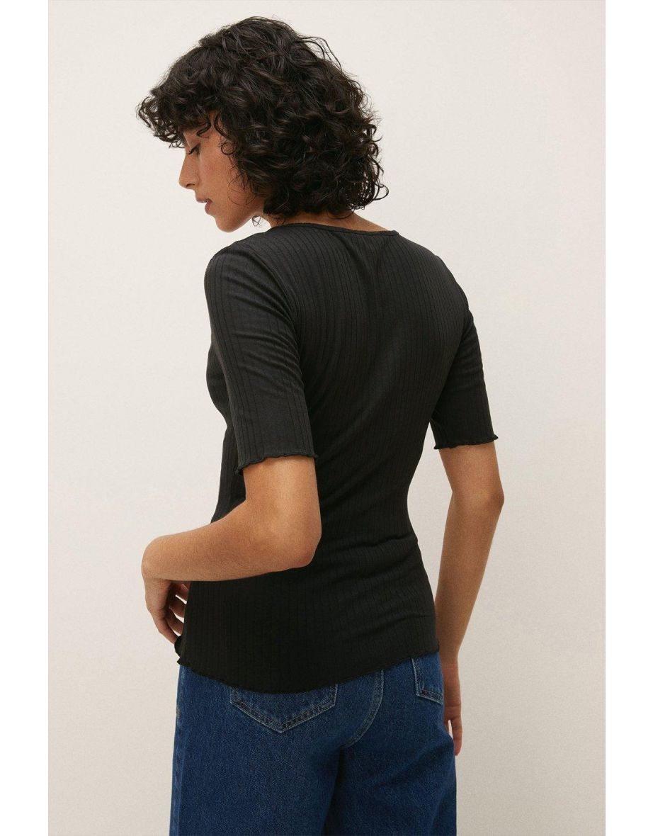 Recycled Rib Scoop Neck Top - 2