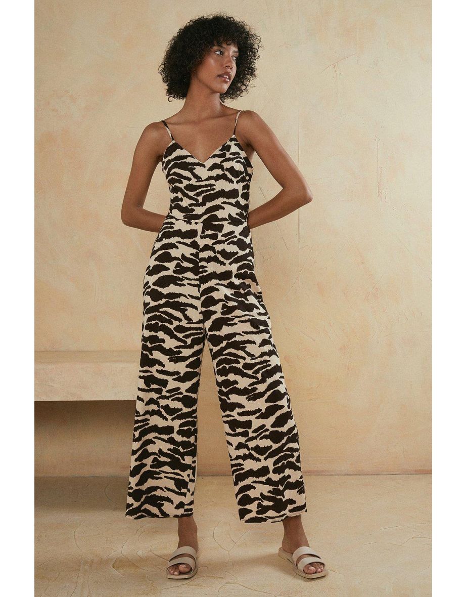 Tiger Print Strappy Jumpsuit