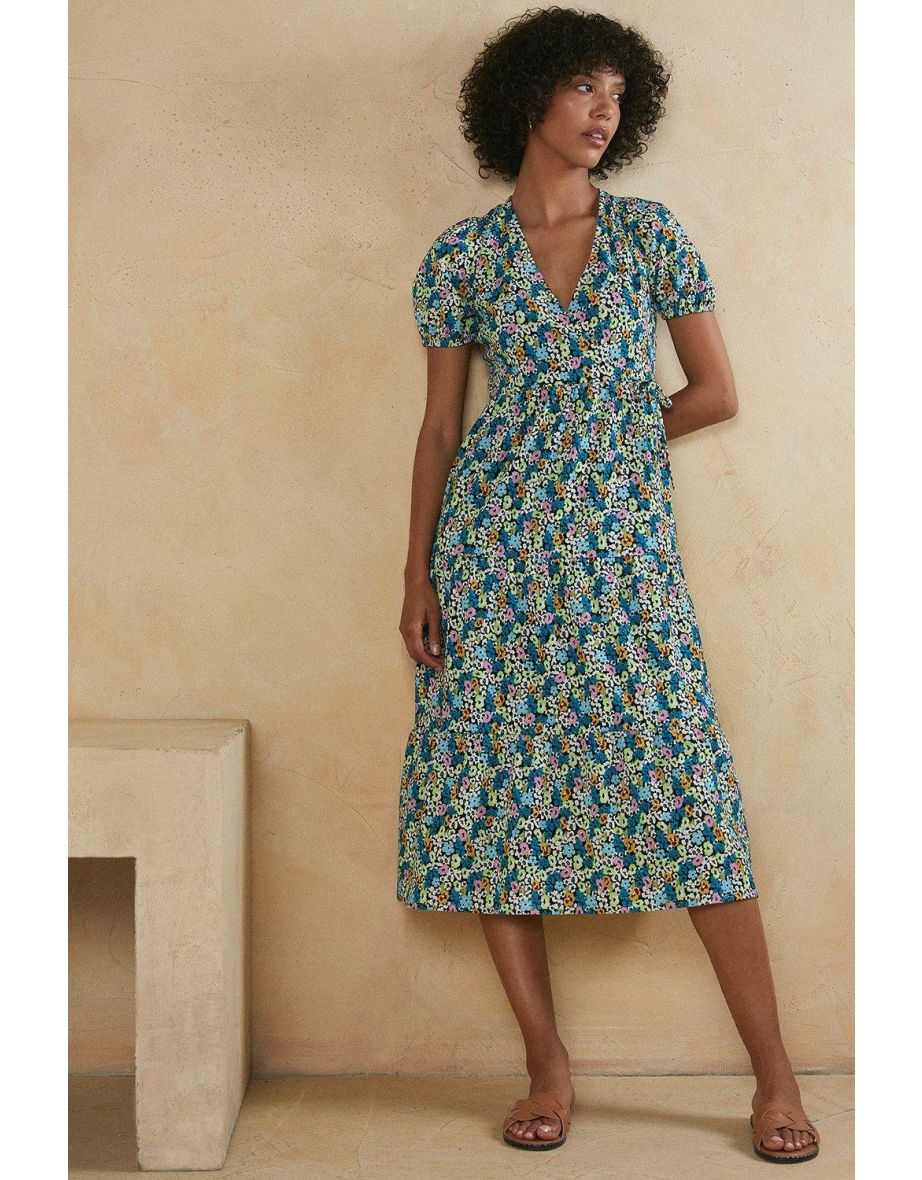 Oasis floral wrap midi dress top