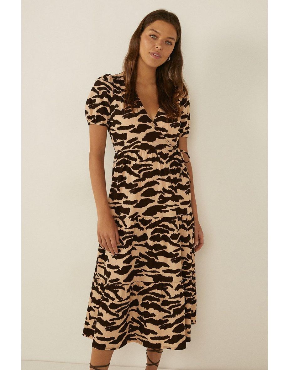 Oasis animal best sale print wrap dress