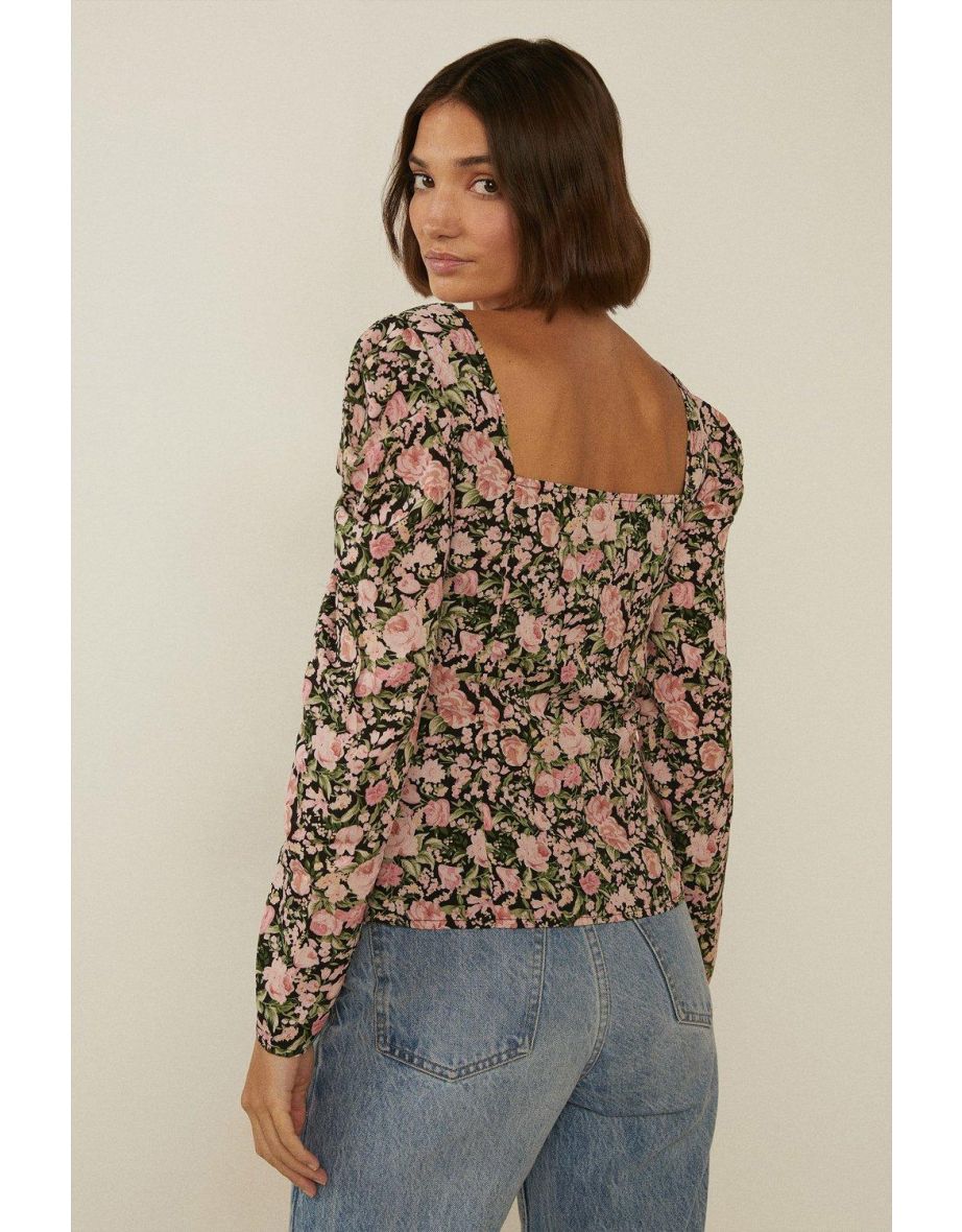Ruched Front Square Neck Top - 2