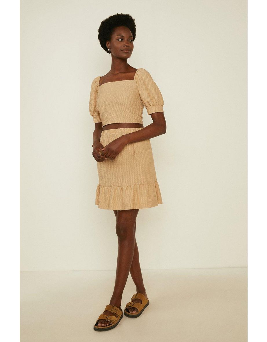 Textured Puff Sleeve Top Co-ord