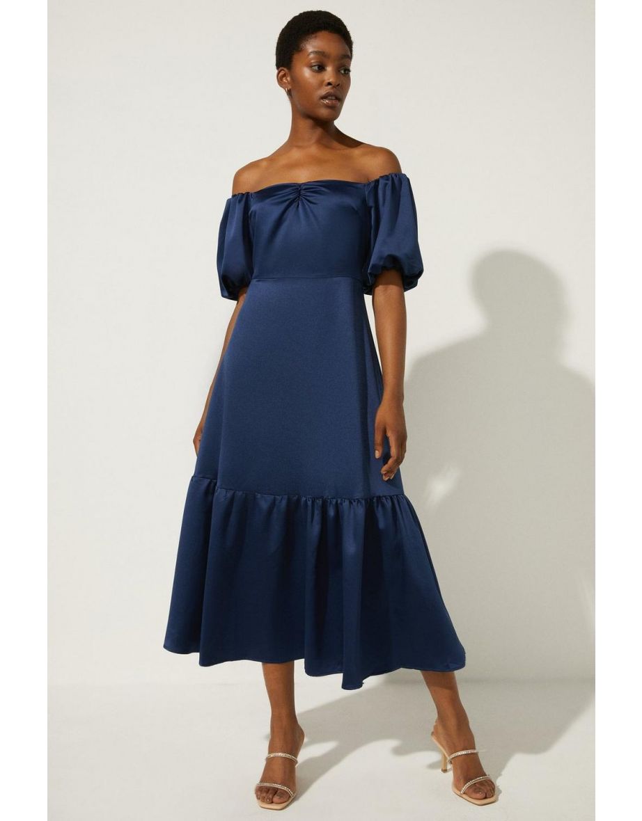 Oasis bardot midi dress deals