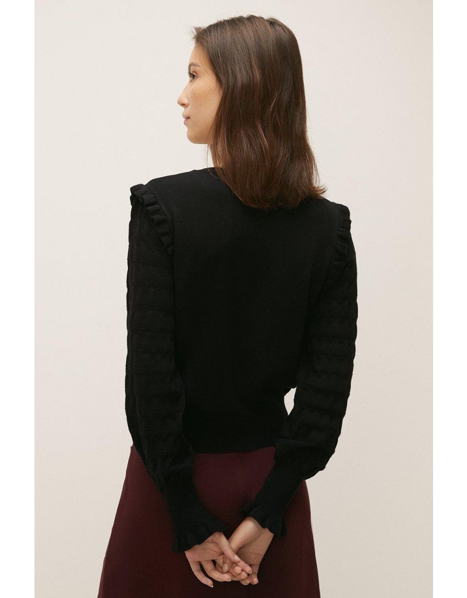 Pointelle Stripe Stitch Crew Jumper - 2