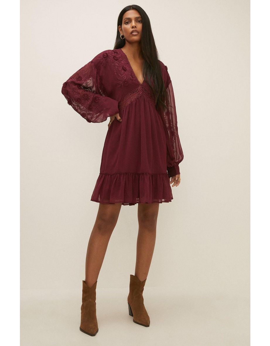 Oasis lace trimmed skater dress new arrivals