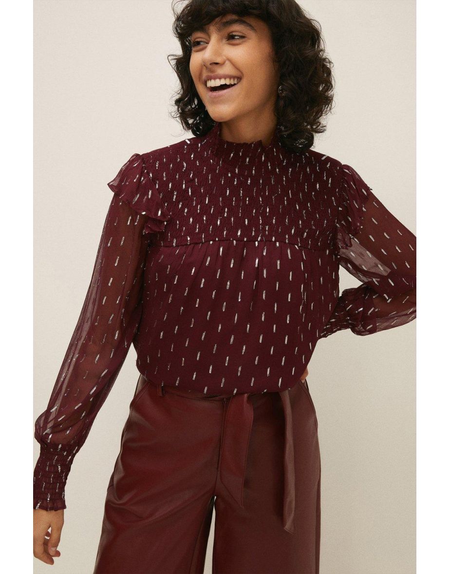 Oasis spot chiffon blouse dress best sale