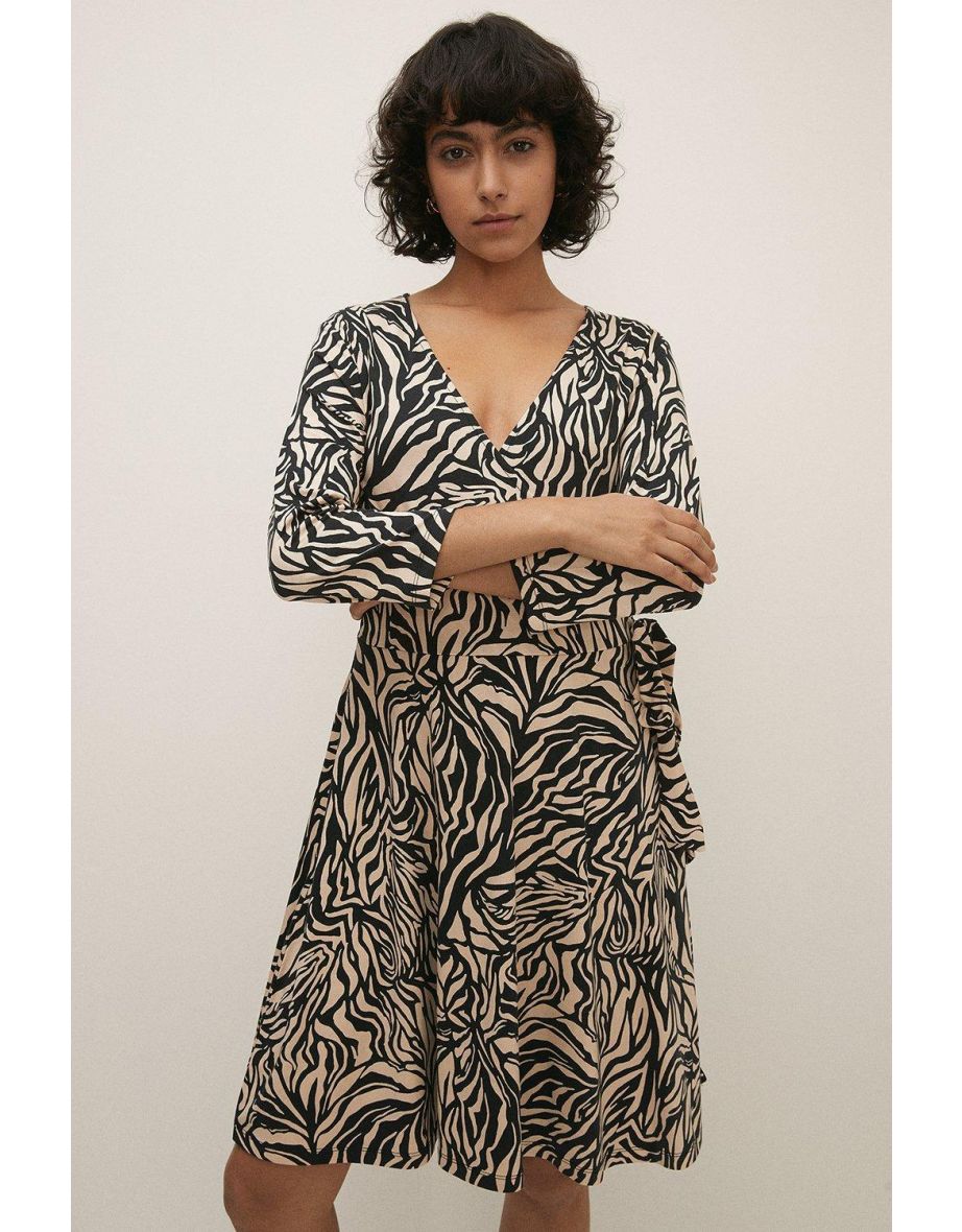 Oasis animal print wrap dress cheap