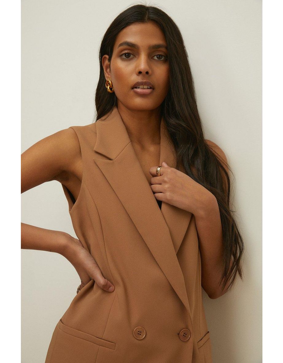 Premium Crepe Sleeveless Blazer