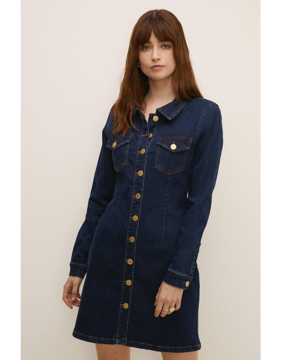 Oasis button hotsell through denim dress