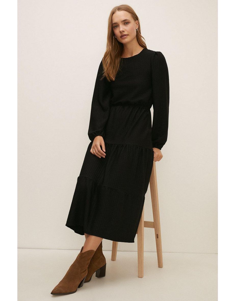 Textured Tiered Midi Dress