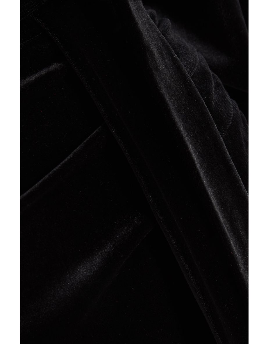 Black Velvet Wrap Maxi Dress - 5