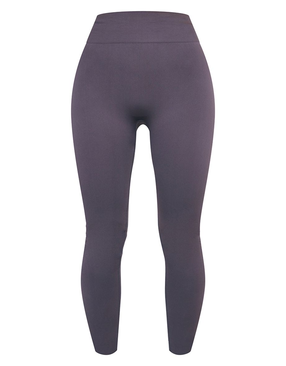 Charcoal Basic Seamless High Waist Gym Leggings - 4