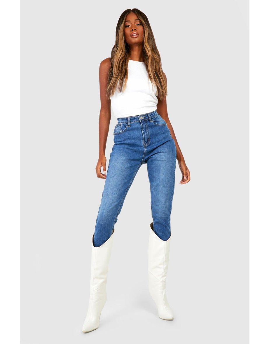 Butt Shaper High Waisted Stretch Skinny Jeans - mid wash